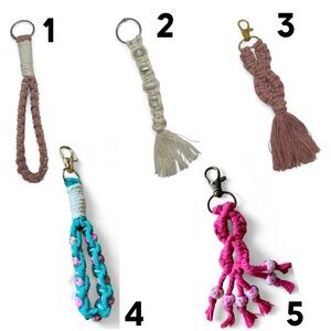 Hand Crafted keychains - pink, cream, teal, fuchsia, mauve